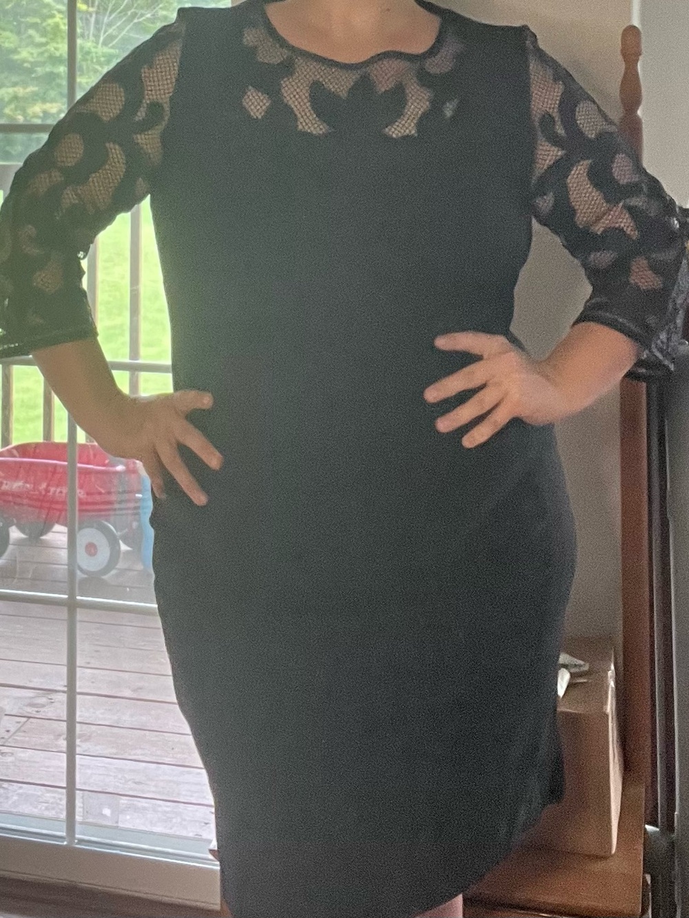 Chico's Black Lace Yoke Sheath Dress